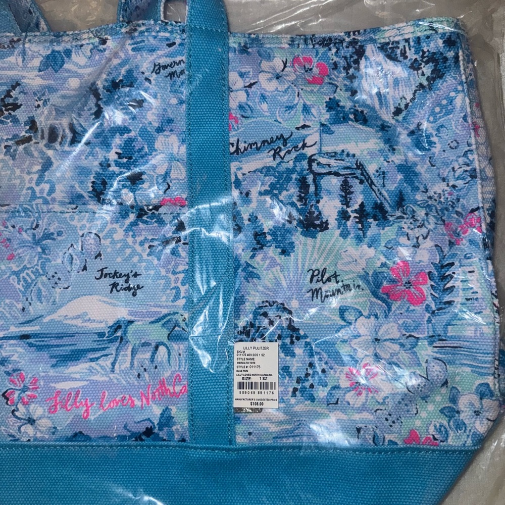 Lilly Pulitzer Mercato Tote Bag Lilly loves North Carolina - Picture 5 of 5